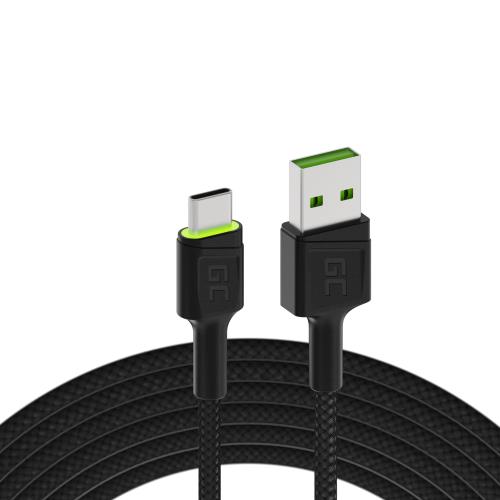 Green Cell Cable Ray USB-A - USB-C Green LED 200cm with support for Ultra Charge QC3.0 fast charging